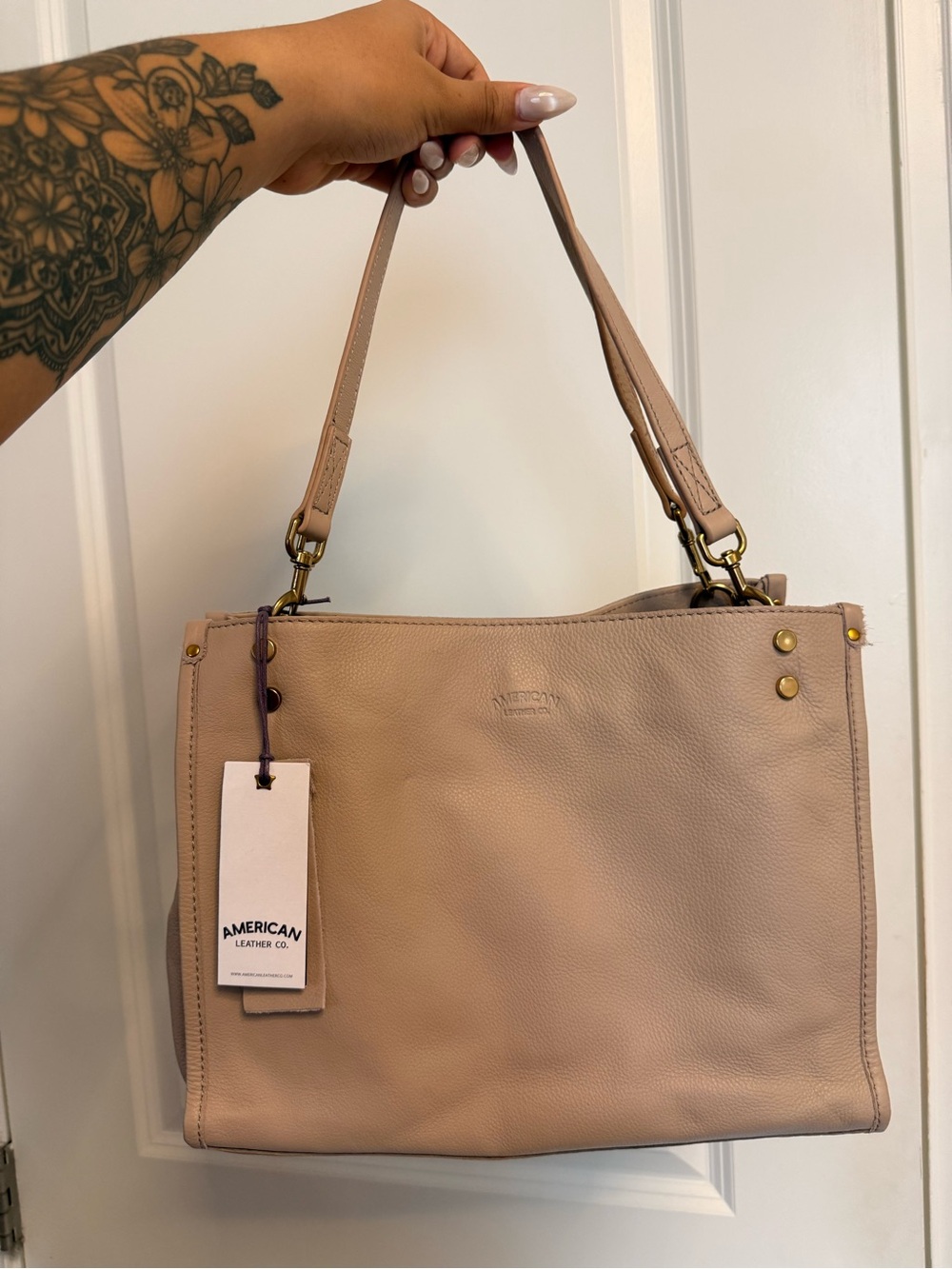 American Leather Co. Pebbled Shoulder Bag - Blush